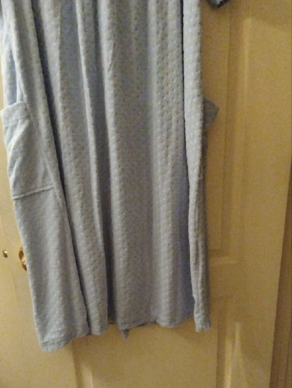 Light Blue Women's Button-Front Robe with Pockets - Picture 3 of 12